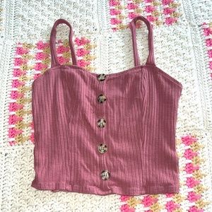Small Lush Pink Button Tank Top